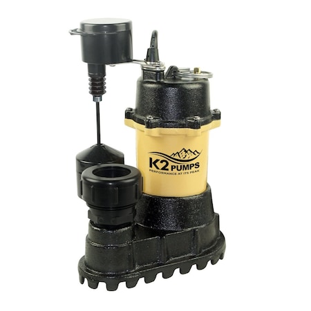 K2 Pumps 1/2 HP Submersible Sump Pump with Quick Connect Fitting and Vertical Switch SPI05003VPK